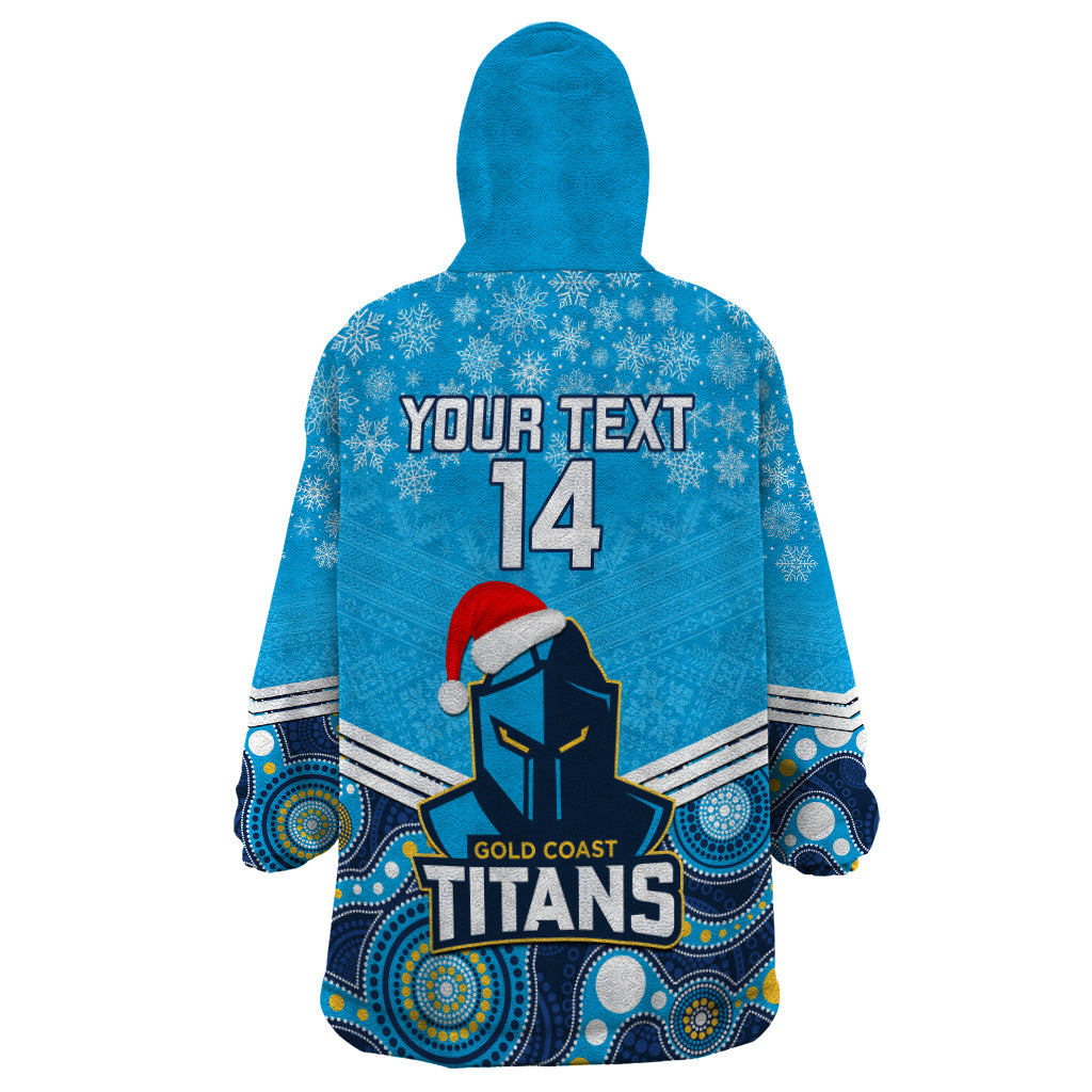 Custom Titans Rugby Christmas Wearable Blanket Hoodie Merry Xmas 2023 Mix Aboriginal Art - Vibe Hoodie Shop