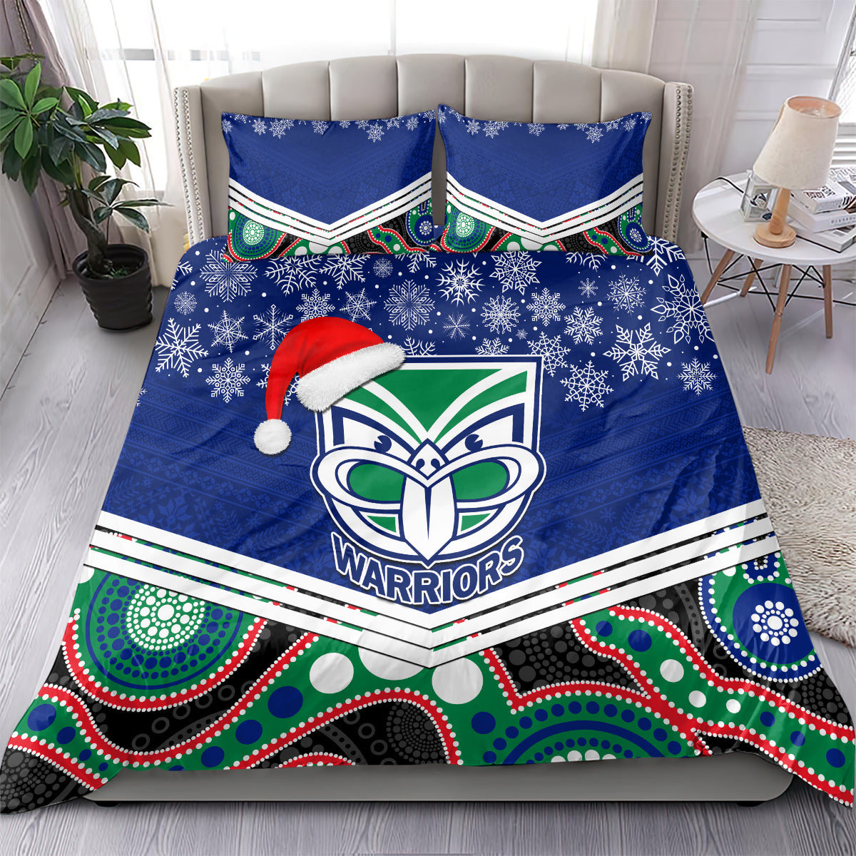 Warriors Rugby Christmas Bedding Set Merry Xmas 2023 Mix Aboriginal Art - Vibe Hoodie Shop