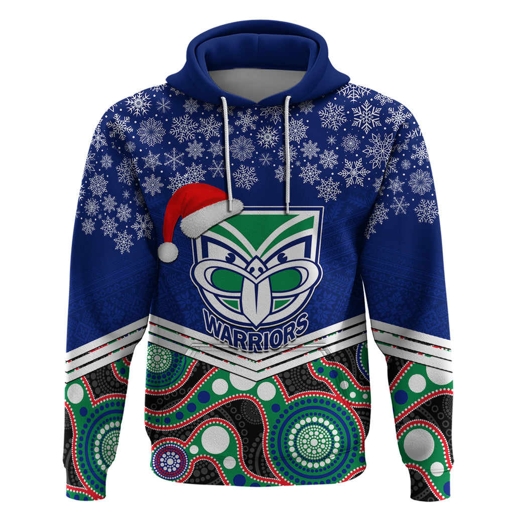 Custom Warriors Rugby Christmas Hoodie Merry Xmas 2023 Mix Aboriginal Art - Vibe Hoodie Shop