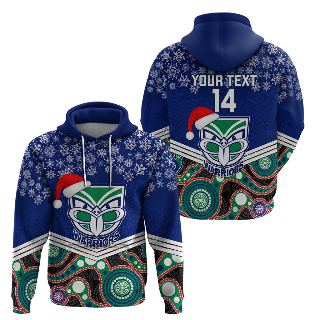 Custom Warriors Rugby Christmas Hoodie Merry Xmas 2023 Mix Aboriginal Art - Vibe Hoodie Shop