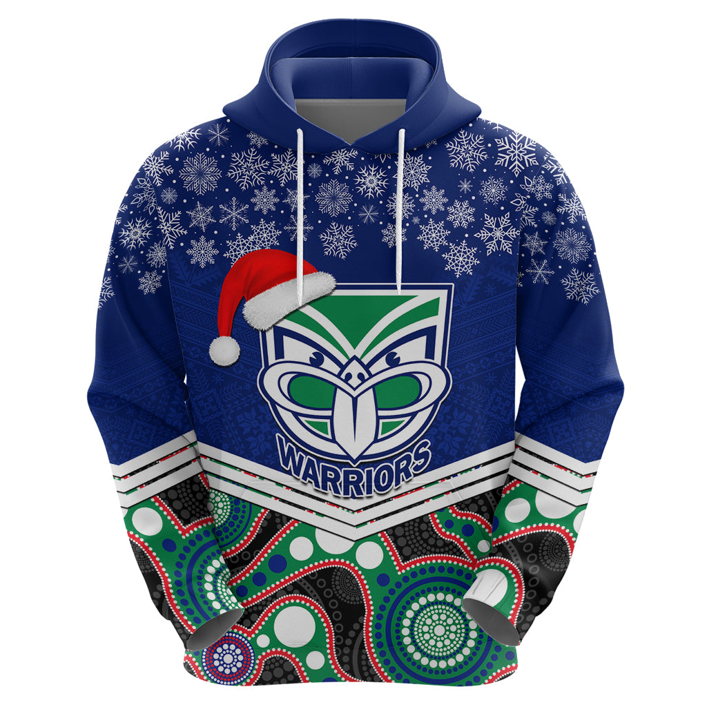 Custom Warriors Rugby Christmas Hoodie Merry Xmas 2023 Mix Aboriginal Art - Vibe Hoodie Shop