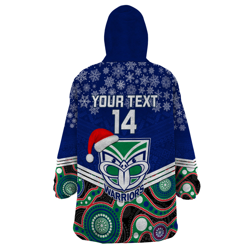 Custom Warriors Rugby Christmas Wearable Blanket Hoodie Merry Xmas 2023 Mix Aboriginal Art - Vibe Hoodie Shop