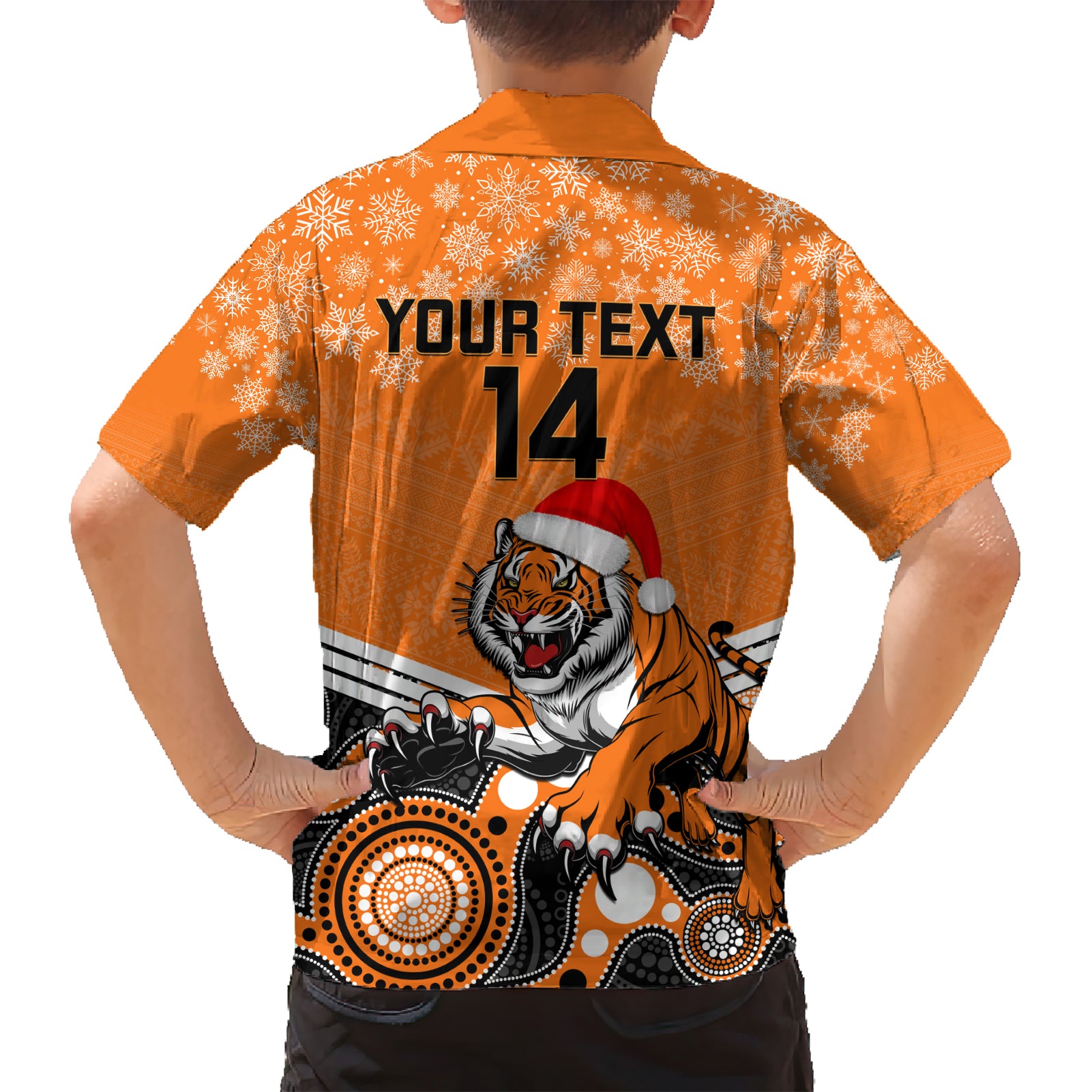 Custom Tigers Rugby Christmas Hawaiian Shirt Merry Xmas 2023 Mix Aboriginal Art - Vibe Hoodie Shop