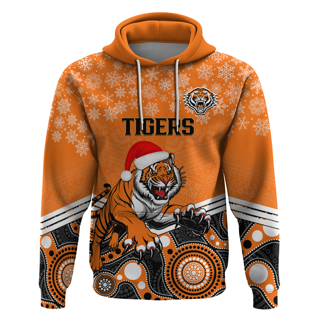Custom Tigers Rugby Christmas Hoodie Merry Xmas 2023 Mix Aboriginal Art - Vibe Hoodie Shop