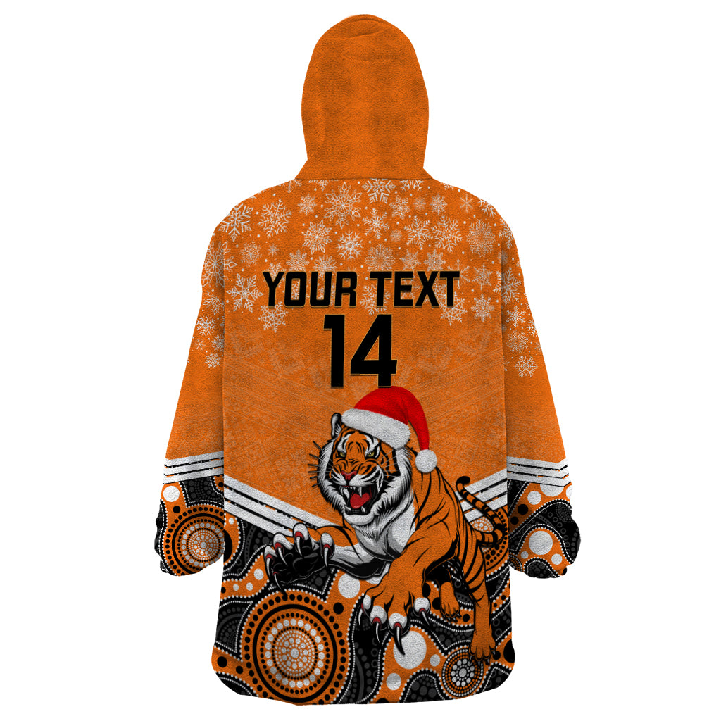 Custom Tigers Rugby Christmas Wearable Blanket Hoodie Merry Xmas 2023 Mix Aboriginal Art - Vibe Hoodie Shop