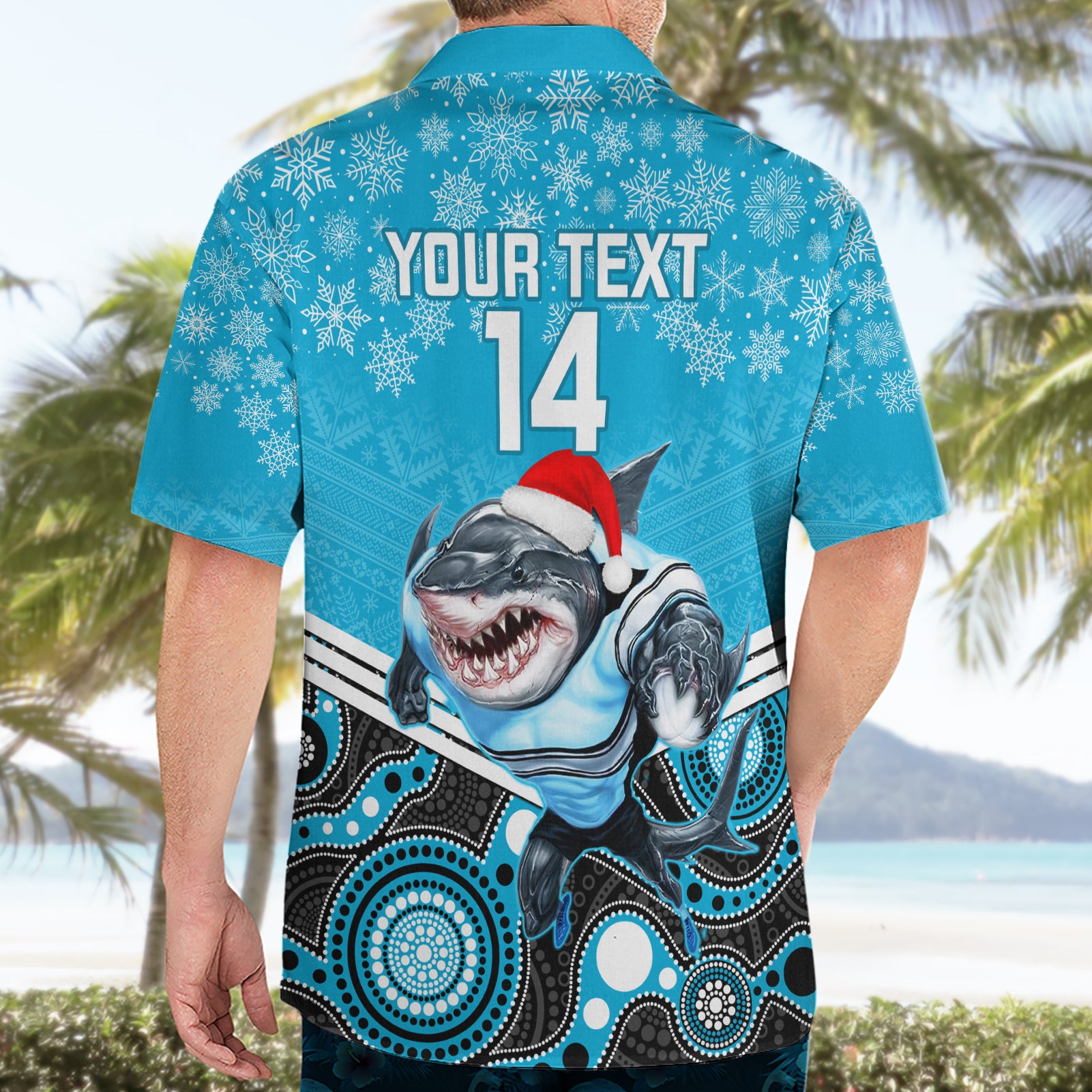 Custom Sharks Rugby Christmas Hawaiian Shirt Merry Xmas 2023 Mix Aboriginal Art - Vibe Hoodie Shop