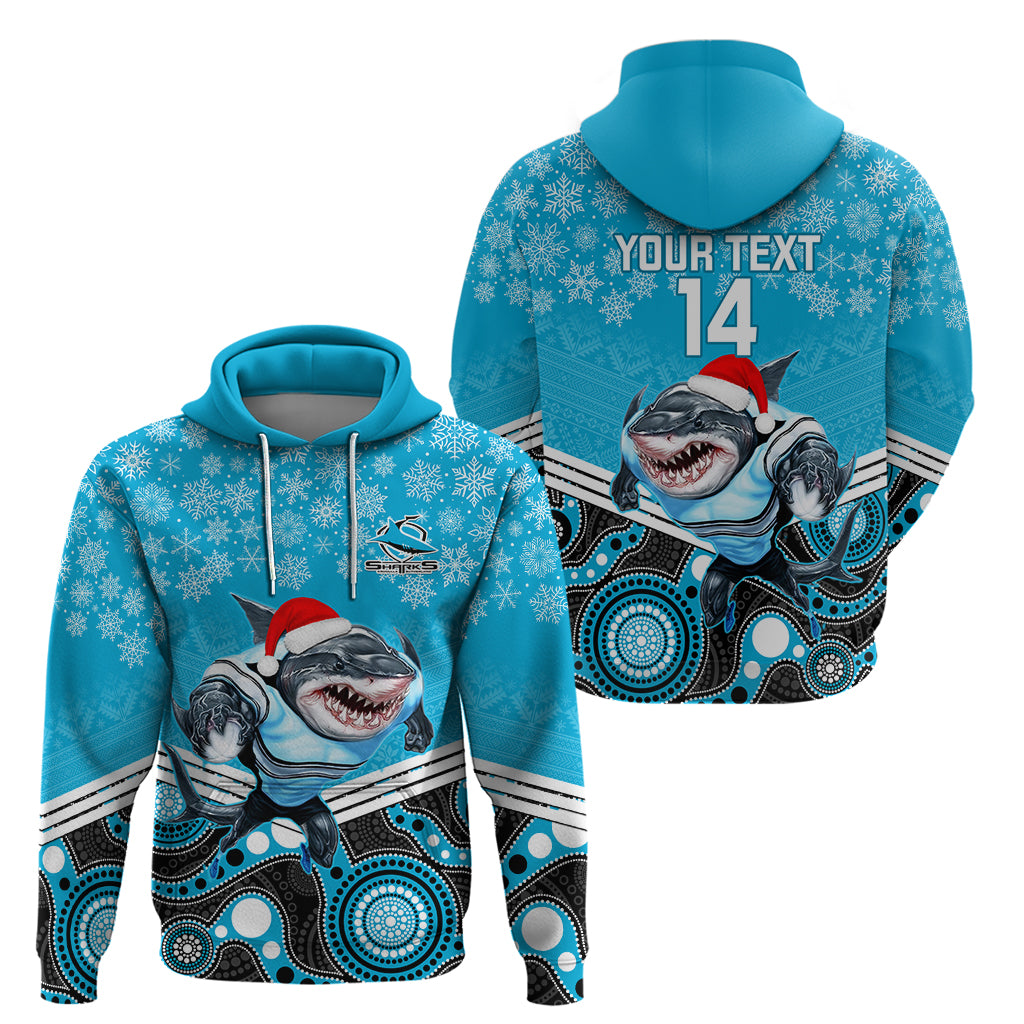 Custom Sharks Rugby Christmas Hoodie Merry Xmas 2023 Mix Aboriginal Art - Vibe Hoodie Shop