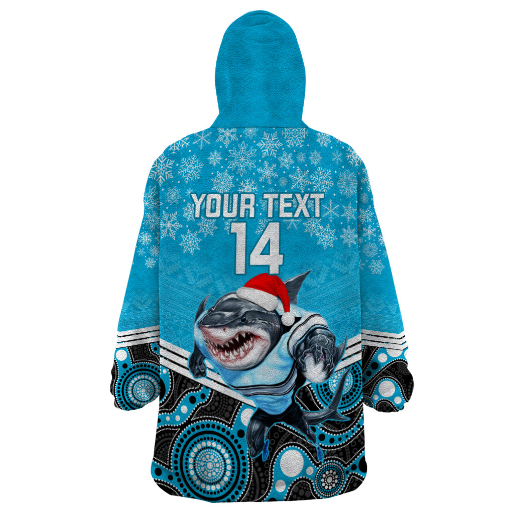 Custom Sharks Rugby Christmas Wearable Blanket Hoodie Merry Xmas 2023 Mix Aboriginal Art - Vibe Hoodie Shop