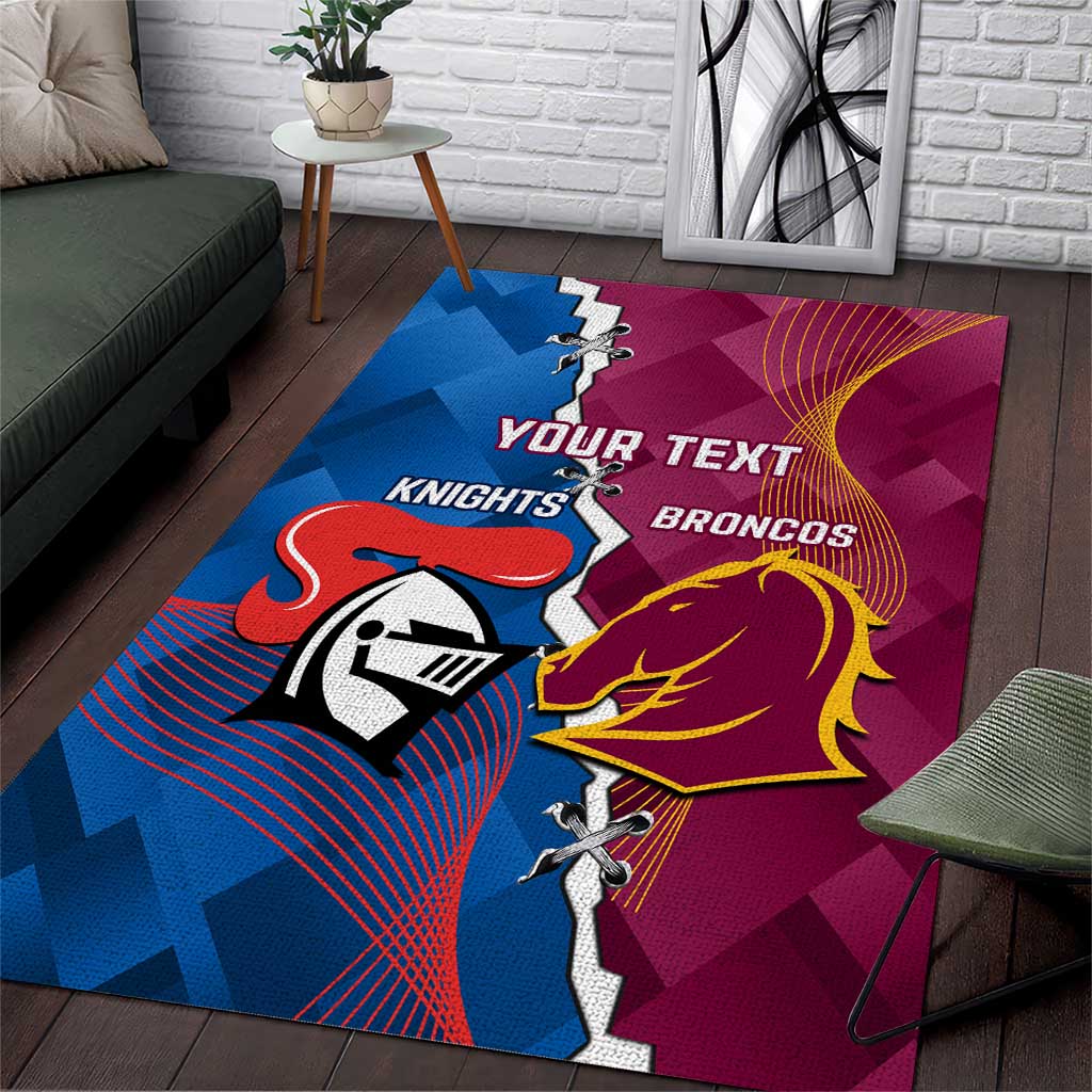 Custom Broncos And Knights Rugby Area Rug Dynamic Version - Vibe Hoodie Shop