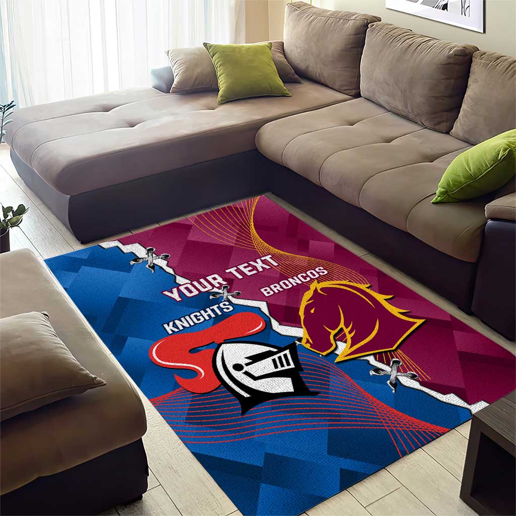 Custom Broncos And Knights Rugby Area Rug Dynamic Version - Vibe Hoodie Shop