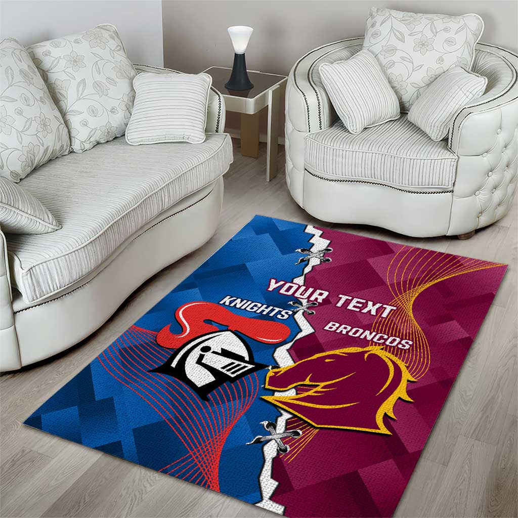 Custom Broncos And Knights Rugby Area Rug Dynamic Version - Vibe Hoodie Shop