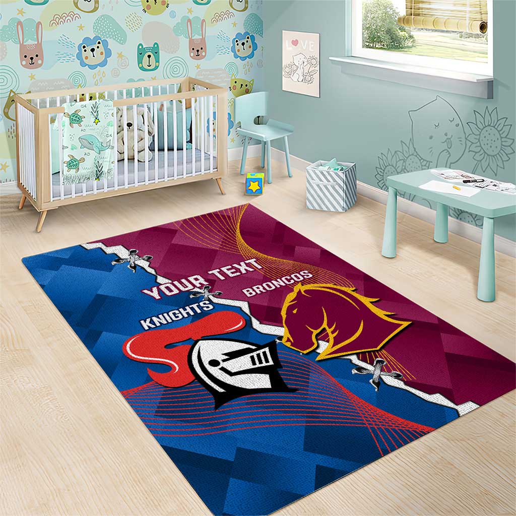 Custom Broncos And Knights Rugby Area Rug Dynamic Version - Vibe Hoodie Shop