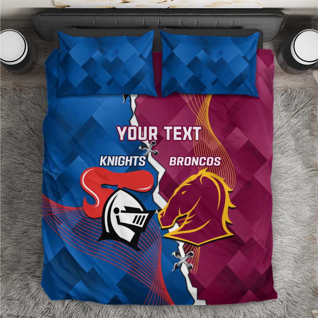 Custom Broncos And Knights Rugby Bedding Set Dynamic Version - Vibe Hoodie Shop