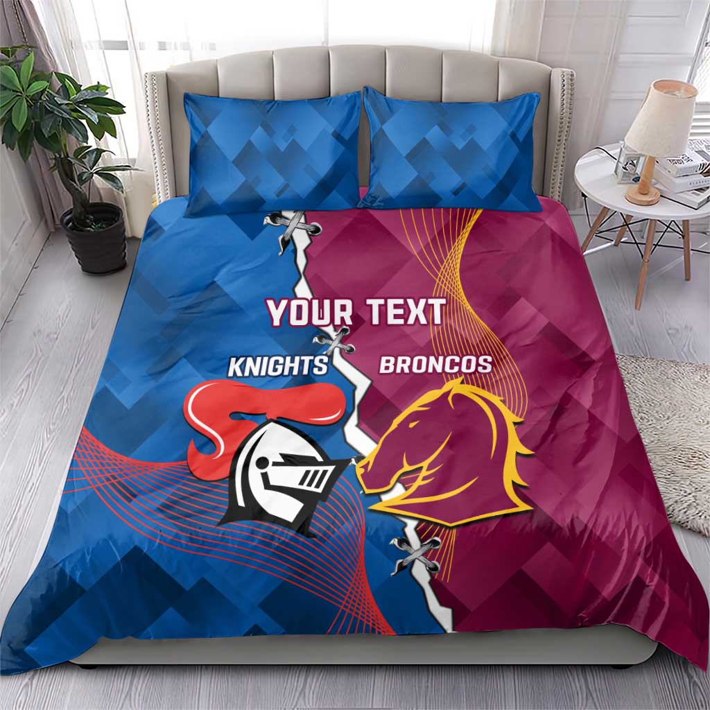 Custom Broncos And Knights Rugby Bedding Set Dynamic Version - Vibe Hoodie Shop
