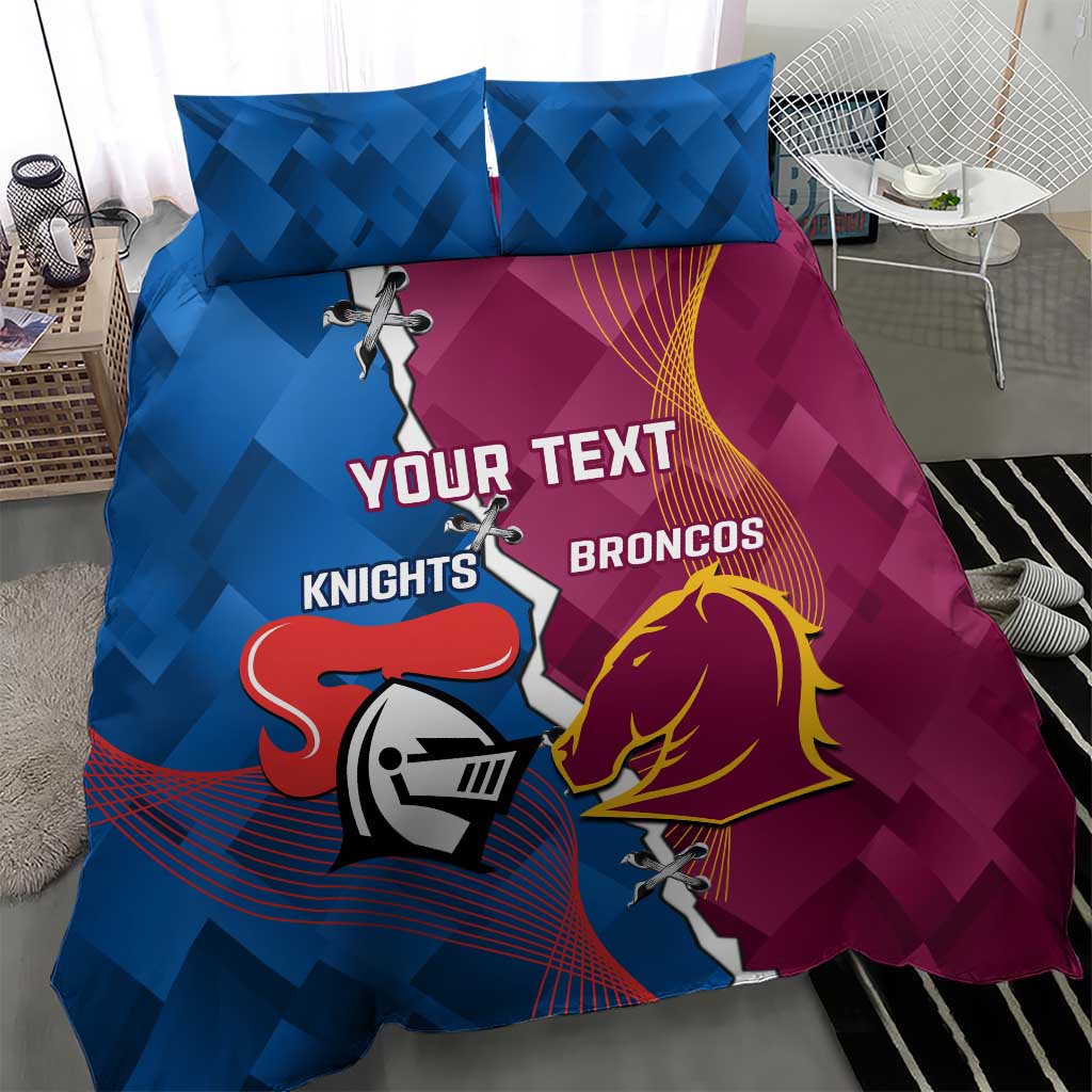 Custom Broncos And Knights Rugby Bedding Set Dynamic Version - Vibe Hoodie Shop
