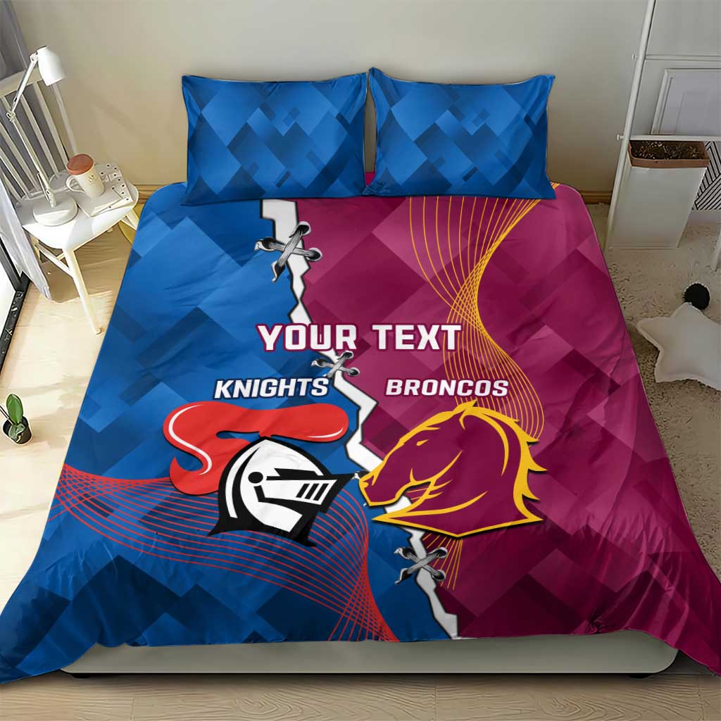 Custom Broncos And Knights Rugby Bedding Set Dynamic Version - Vibe Hoodie Shop