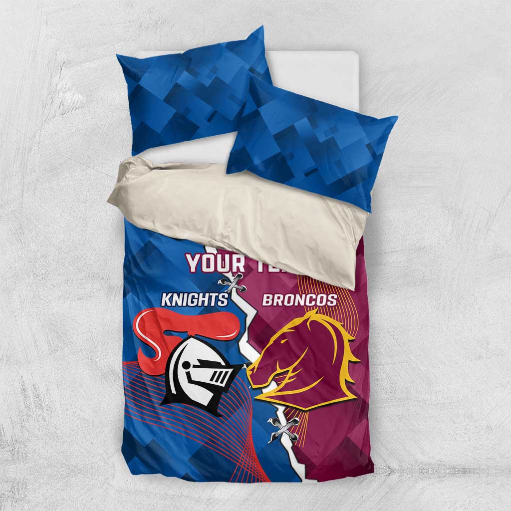 Custom Broncos And Knights Rugby Bedding Set Dynamic Version - Vibe Hoodie Shop
