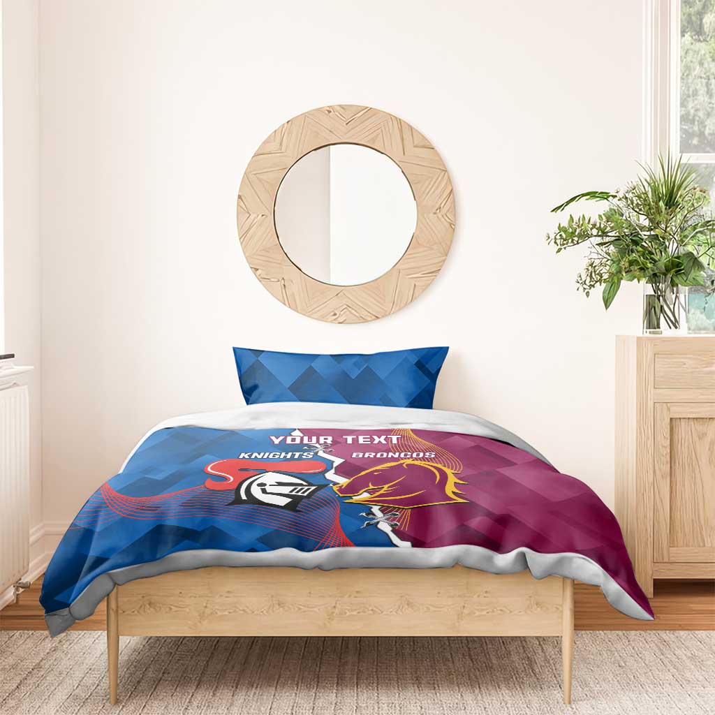 Custom Broncos And Knights Rugby Bedding Set Dynamic Version - Vibe Hoodie Shop