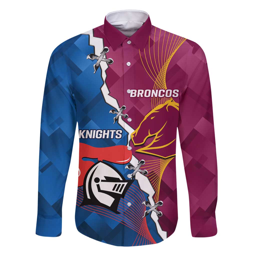 Custom Broncos And Knights Rugby Family Matching Long Sleeve Bodycon Dress and Hawaiian Shirt Dynamic Version