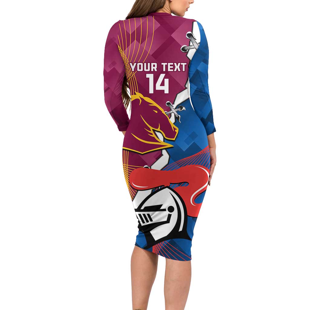 Custom Broncos And Knights Rugby Family Matching Long Sleeve Bodycon Dress and Hawaiian Shirt Dynamic Version