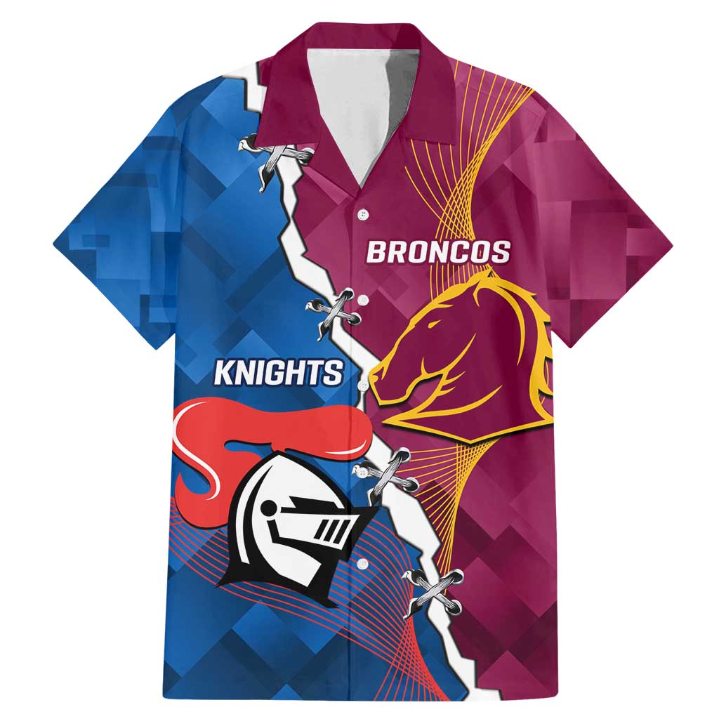Custom Broncos And Knights Rugby Family Matching Mermaid Dress and Hawaiian Shirt Dynamic Version