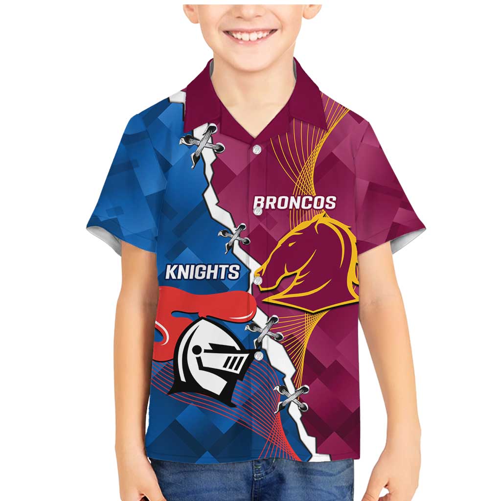 Custom Broncos And Knights Rugby Family Matching Mermaid Dress and Hawaiian Shirt Dynamic Version