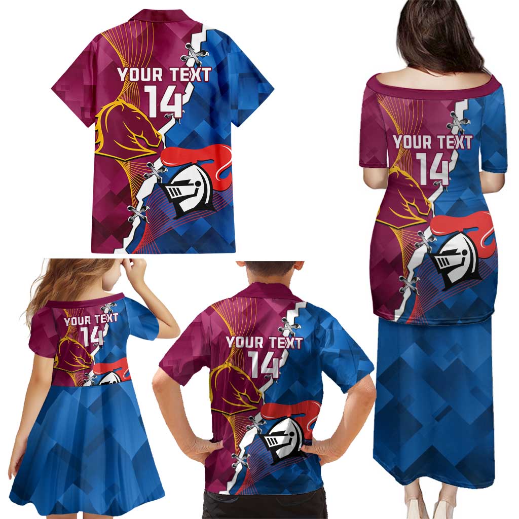 Custom Broncos And Knights Rugby Family Matching Puletasi and Hawaiian Shirt Dynamic Version
