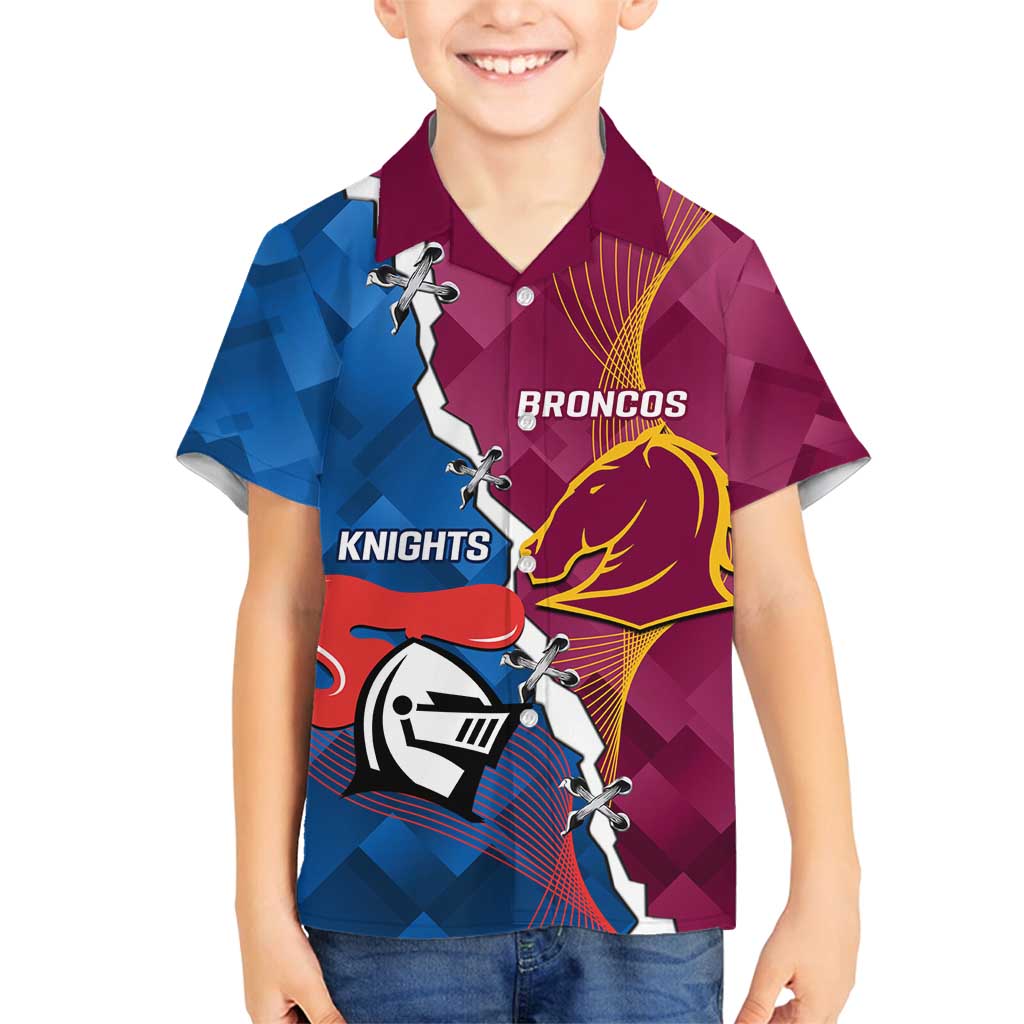 Custom Broncos And Knights Rugby Family Matching Puletasi and Hawaiian Shirt Dynamic Version