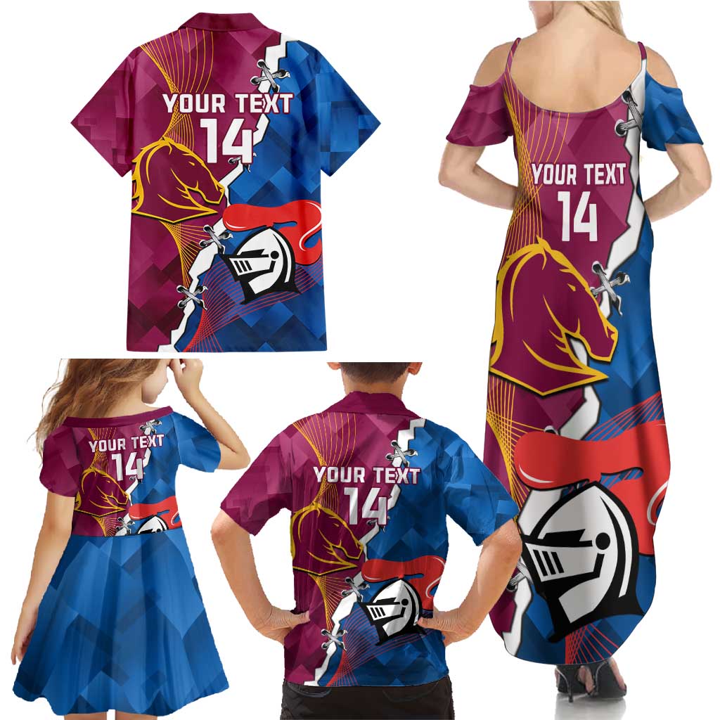 Custom Broncos And Knights Rugby Family Matching Summer Maxi Dress and Hawaiian Shirt Dynamic Version
