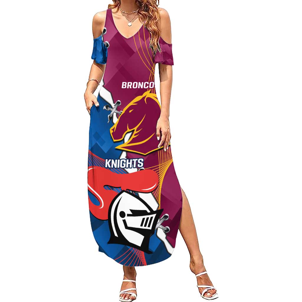 Custom Broncos And Knights Rugby Family Matching Summer Maxi Dress and Hawaiian Shirt Dynamic Version