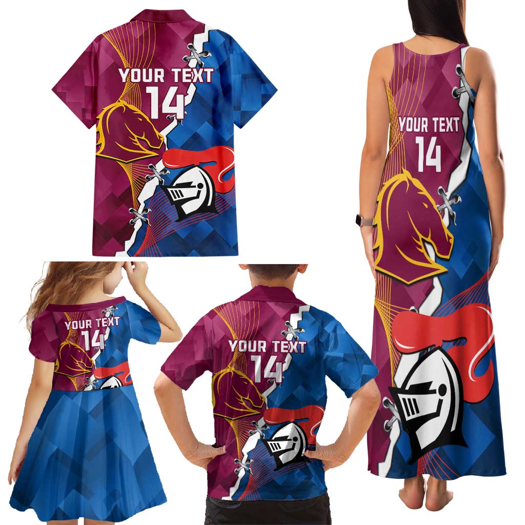 Custom Broncos And Knights Rugby Family Matching Tank Maxi Dress and Hawaiian Shirt Dynamic Version