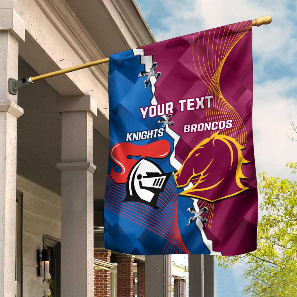 Custom Broncos And Knights Rugby Garden Flag Dynamic Version - Vibe Hoodie Shop