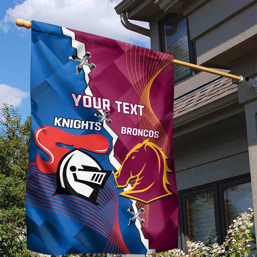Custom Broncos And Knights Rugby Garden Flag Dynamic Version - Vibe Hoodie Shop