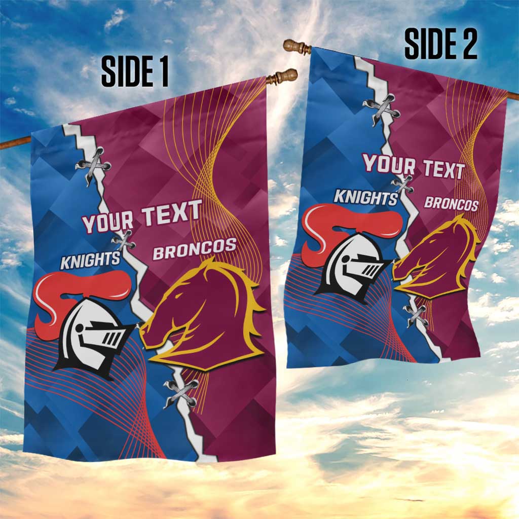 Custom Broncos And Knights Rugby Garden Flag Dynamic Version - Vibe Hoodie Shop