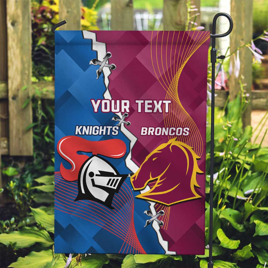 Custom Broncos And Knights Rugby Garden Flag Dynamic Version - Vibe Hoodie Shop