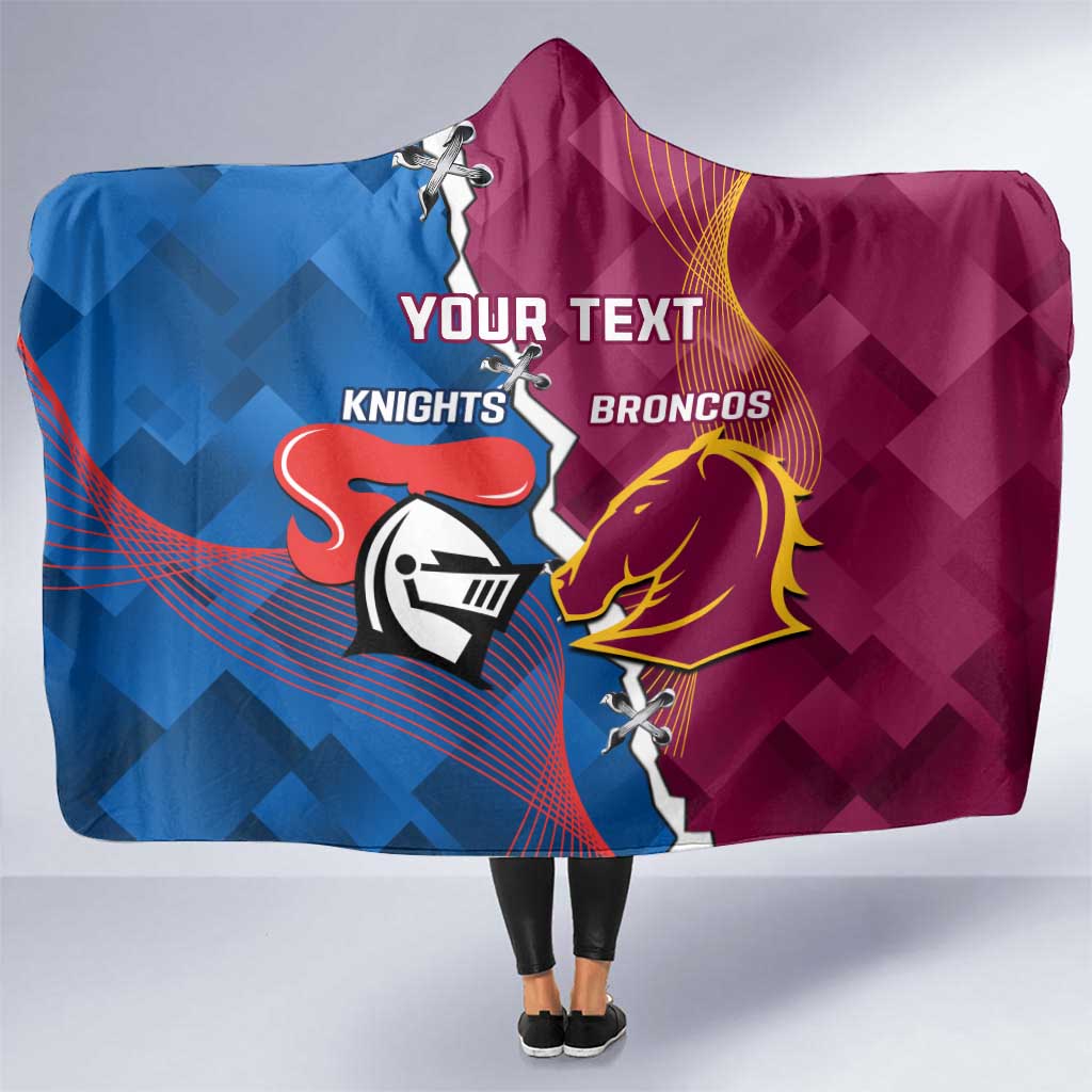 Custom Broncos And Knights Rugby Hooded Blanket Dynamic Version