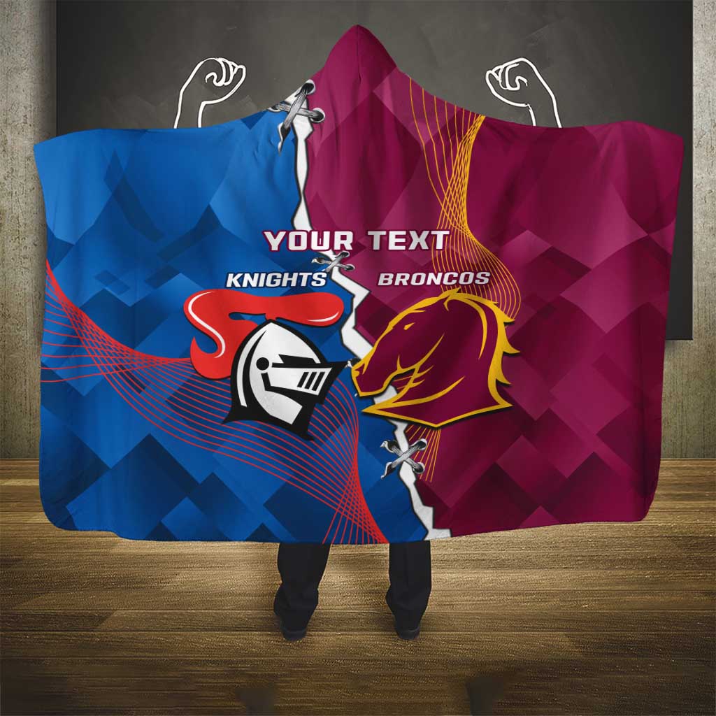 Custom Broncos And Knights Rugby Hooded Blanket Dynamic Version