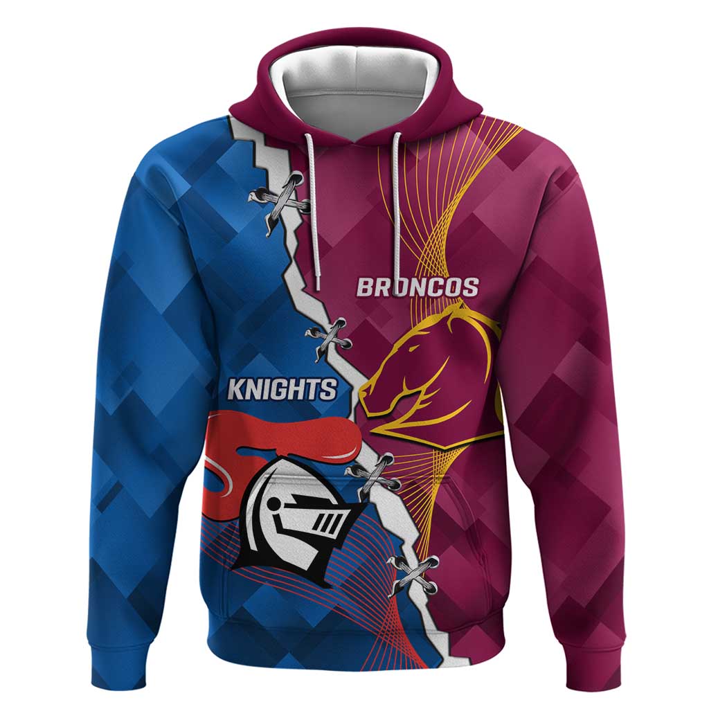 Custom Broncos And Knights Rugby Hoodie Dynamic Version - Vibe Hoodie Shop