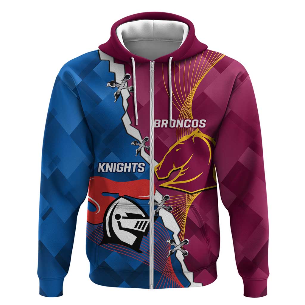 Custom Broncos And Knights Rugby Hoodie Dynamic Version - Vibe Hoodie Shop