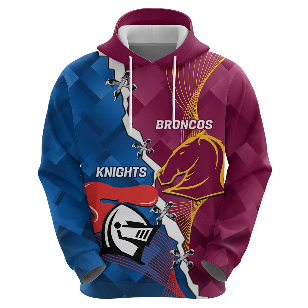 Custom Broncos And Knights Rugby Hoodie Dynamic Version - Vibe Hoodie Shop