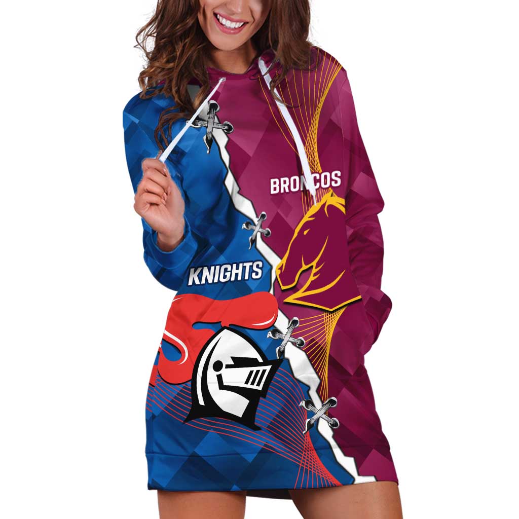 Custom Broncos And Knights Rugby Hoodie Dress Dynamic Version - Vibe Hoodie Shop