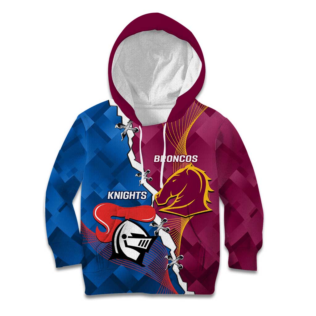 Custom Broncos And Knights Rugby Kid Hoodie Dynamic Version - Vibe Hoodie Shop