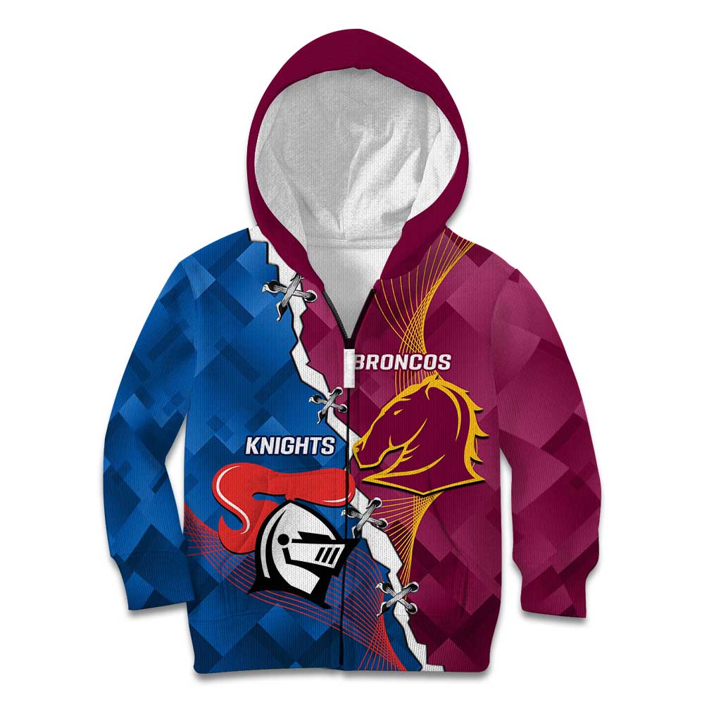 Custom Broncos And Knights Rugby Kid Hoodie Dynamic Version - Vibe Hoodie Shop