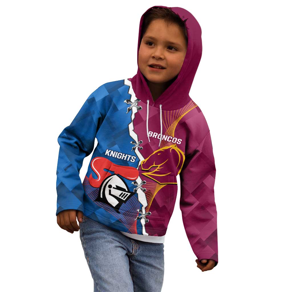 Custom Broncos And Knights Rugby Kid Hoodie Dynamic Version - Vibe Hoodie Shop
