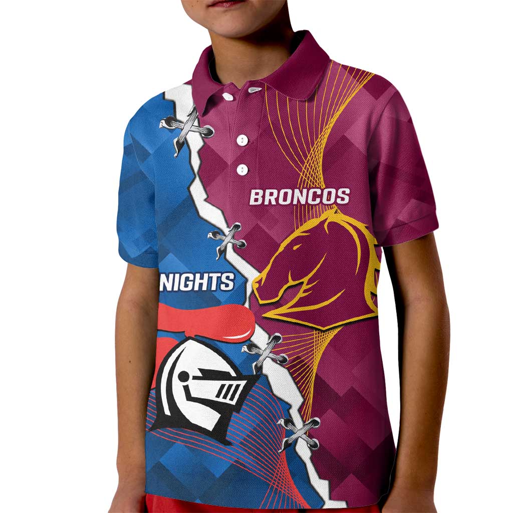 Custom Broncos And Knights Rugby Kid Polo Shirt Dynamic Version - Vibe Hoodie Shop