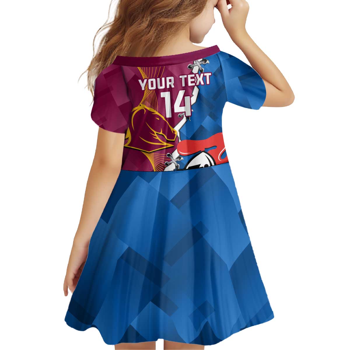 Custom Broncos And Knights Rugby Kid Short Sleeve Dress Dynamic Version - Vibe Hoodie Shop