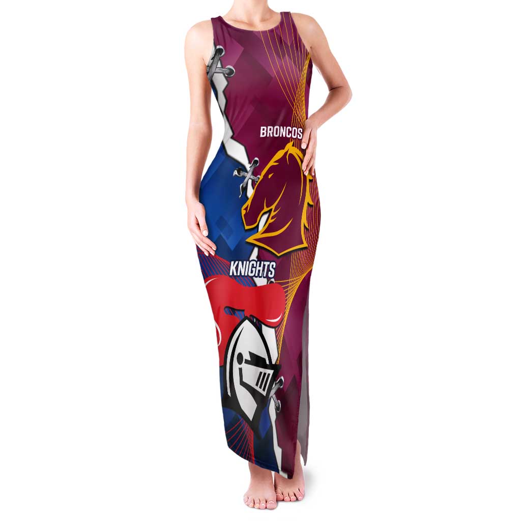 Custom Broncos And Knights Rugby Tank Maxi Dress Dynamic Version