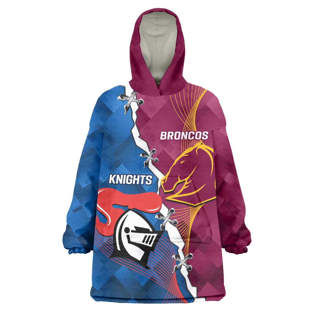 Custom Broncos And Knights Rugby Wearable Blanket Hoodie Dynamic Version - Vibe Hoodie Shop