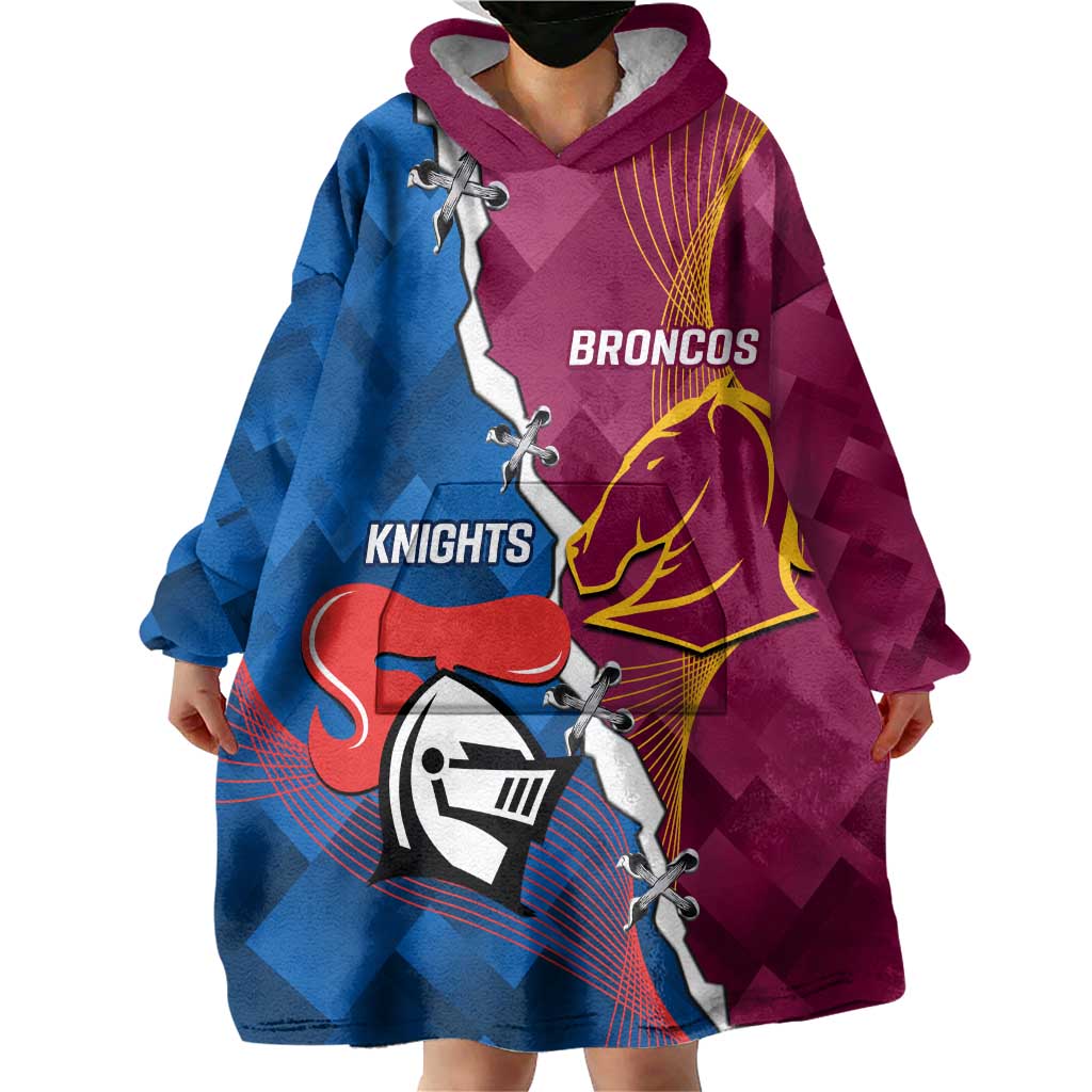 Custom Broncos And Knights Rugby Wearable Blanket Hoodie Dynamic Version - Vibe Hoodie Shop