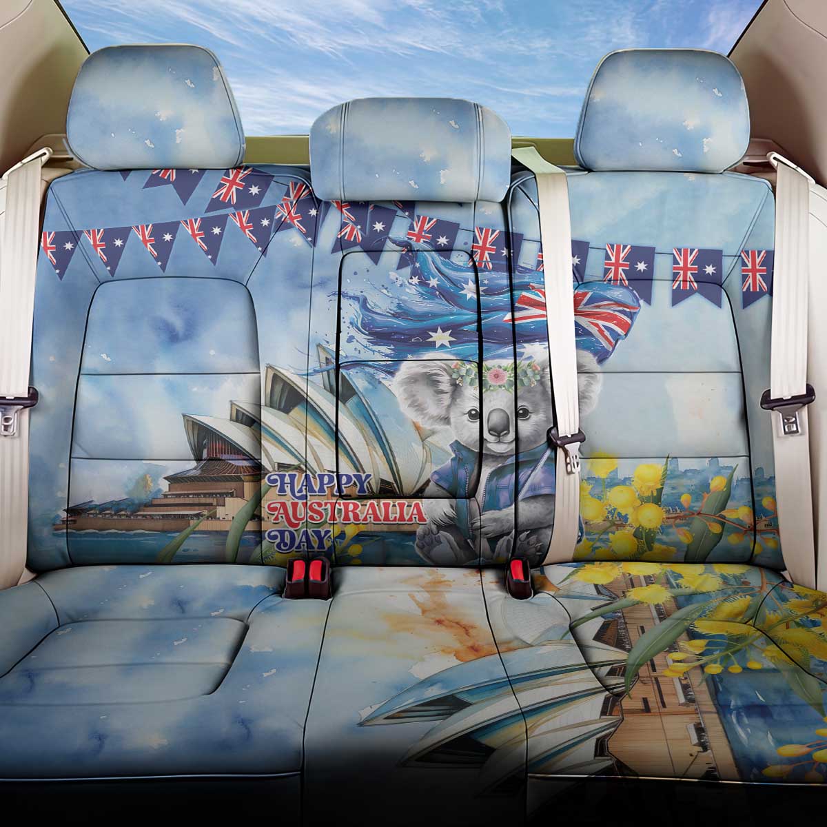 Koala Australia Day Back Car Seat Cover Proud Aussie Sydney Opera House